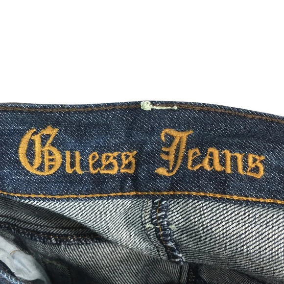 MJ144 Mens GUESS JEANS Whiskered Boot Cut Button Fly Denim Jeans 36x34 - Picture 6 of 7